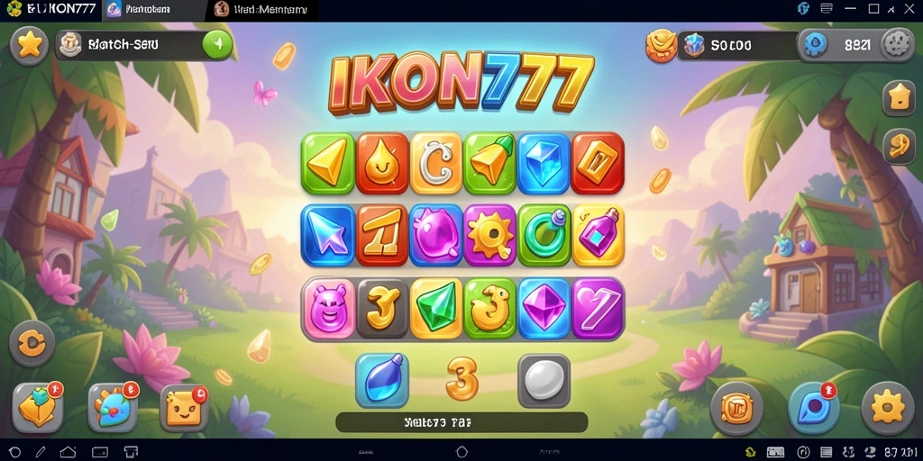 Screenshot gameplay IKON777 menampilkan aksi seru di dalam permainan Match-3.