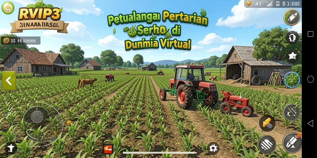 Tampilan gameplay RVIP3 yang menampilkan aktivitas pertanian yang seru.