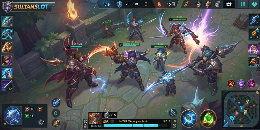 Screenshot gameplay SULTANSLOT dengan aksi seru di arena MOBA.