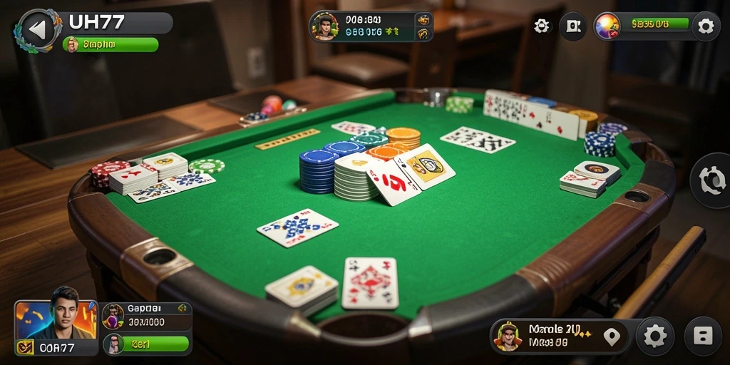 Tampilan gameplay UH77 yang menarik saat bermain Gaple.
